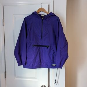 Vintage L.L.Bean Anorak 1/2 Zip Pullover Jacket  Women Size M Purple Nylon Hood